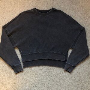SO- dark gray coal women’s XS waffle knit crewneck